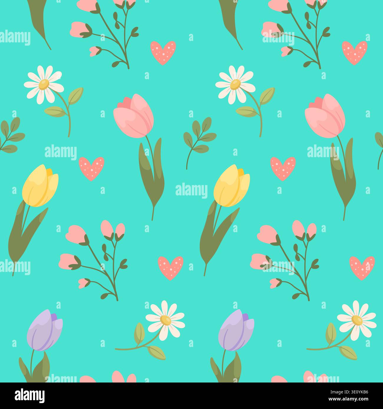 Pastel Spring Flowers Seamless Pattern Stock Vector