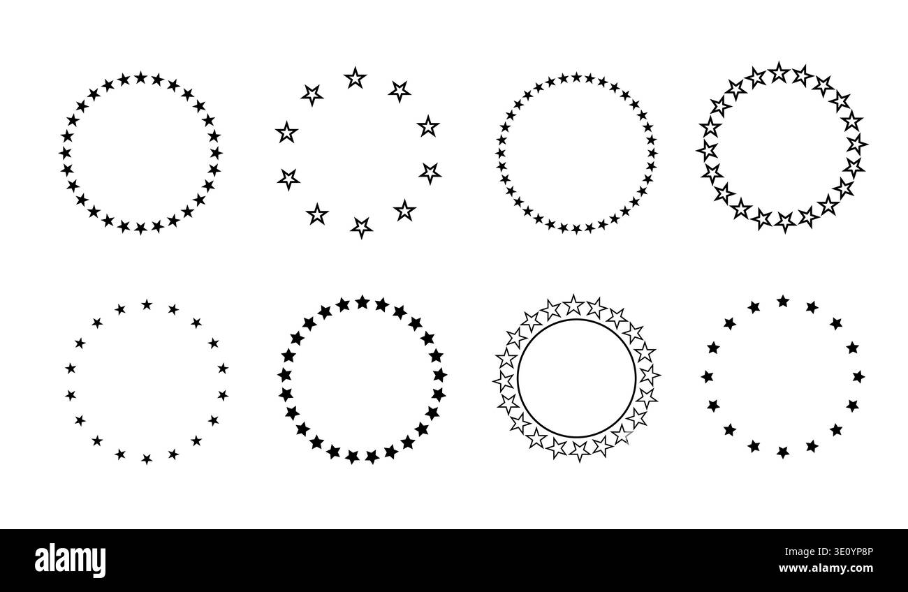 Different decorative starburst shapes circle frame or for design logo vector elements, design template Stock Vector