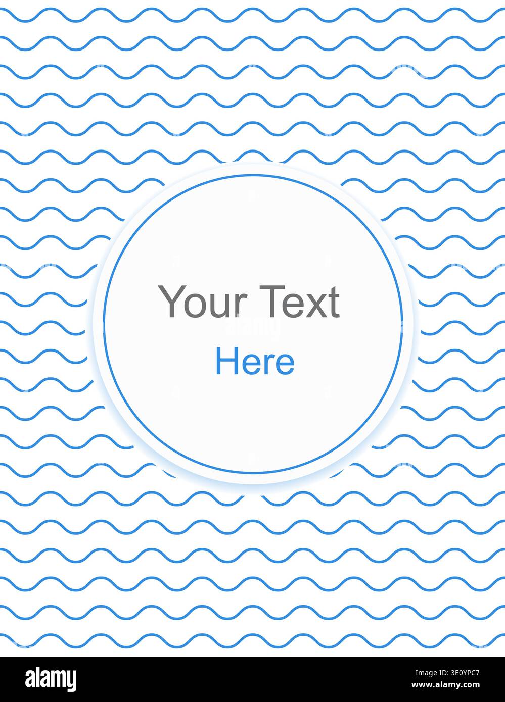 Blue waves pattern letterhead blank template design cover with circle space for text. Stock Vector