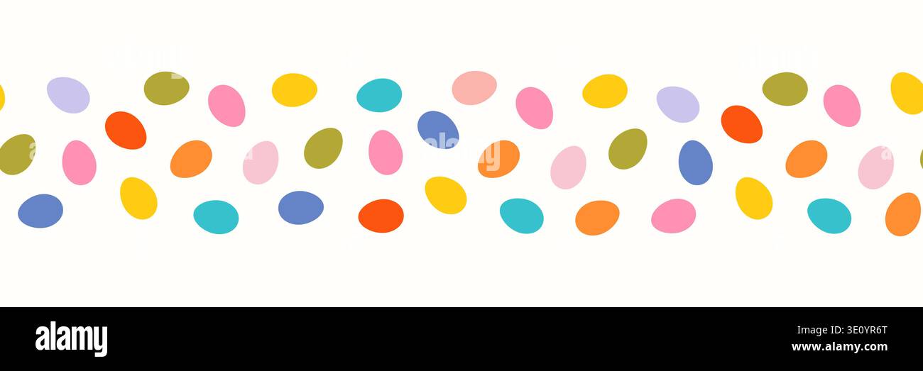Colorful Easter eggs vector border, Cute painted eggs for spring background, brochures and invitations Stock Vector