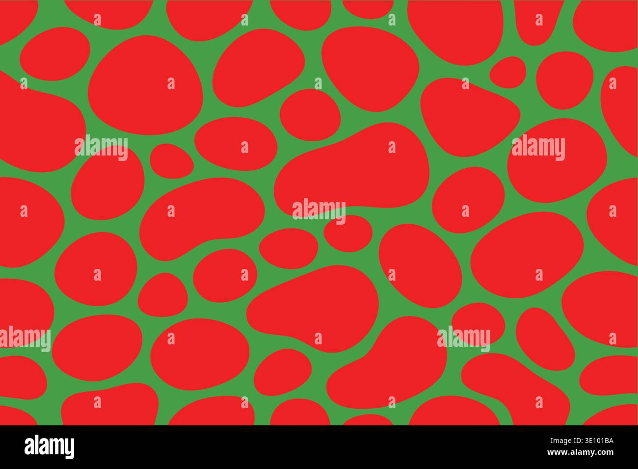 Seamless organic red blob pattern on green background modern abstract vector textile design Stock Vector
