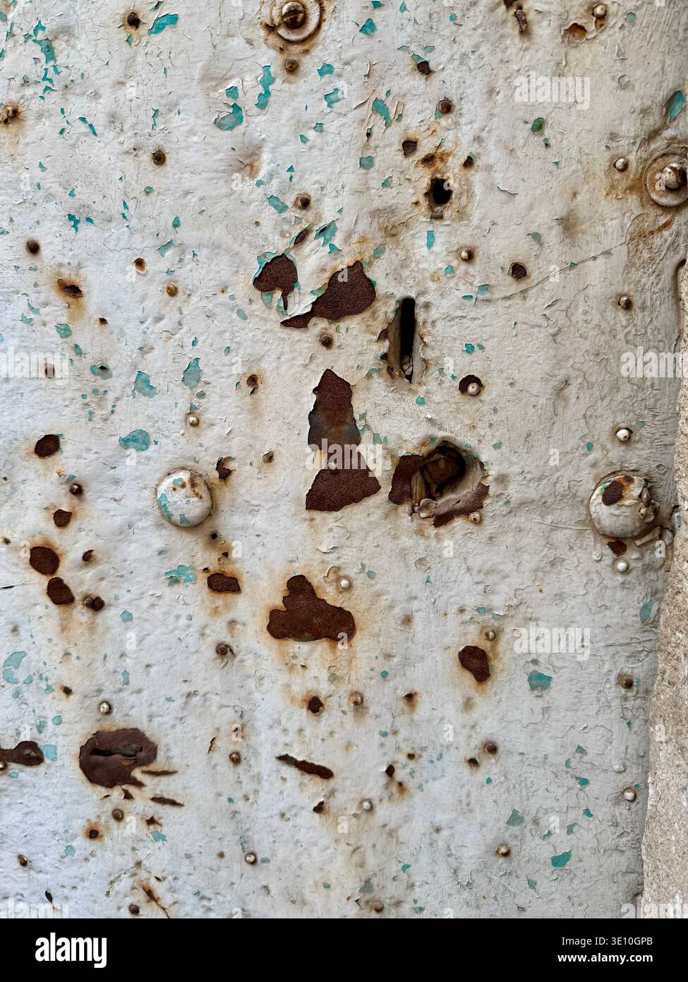 Bright rust stains texture paint showing through to rust underneath Stock Photo