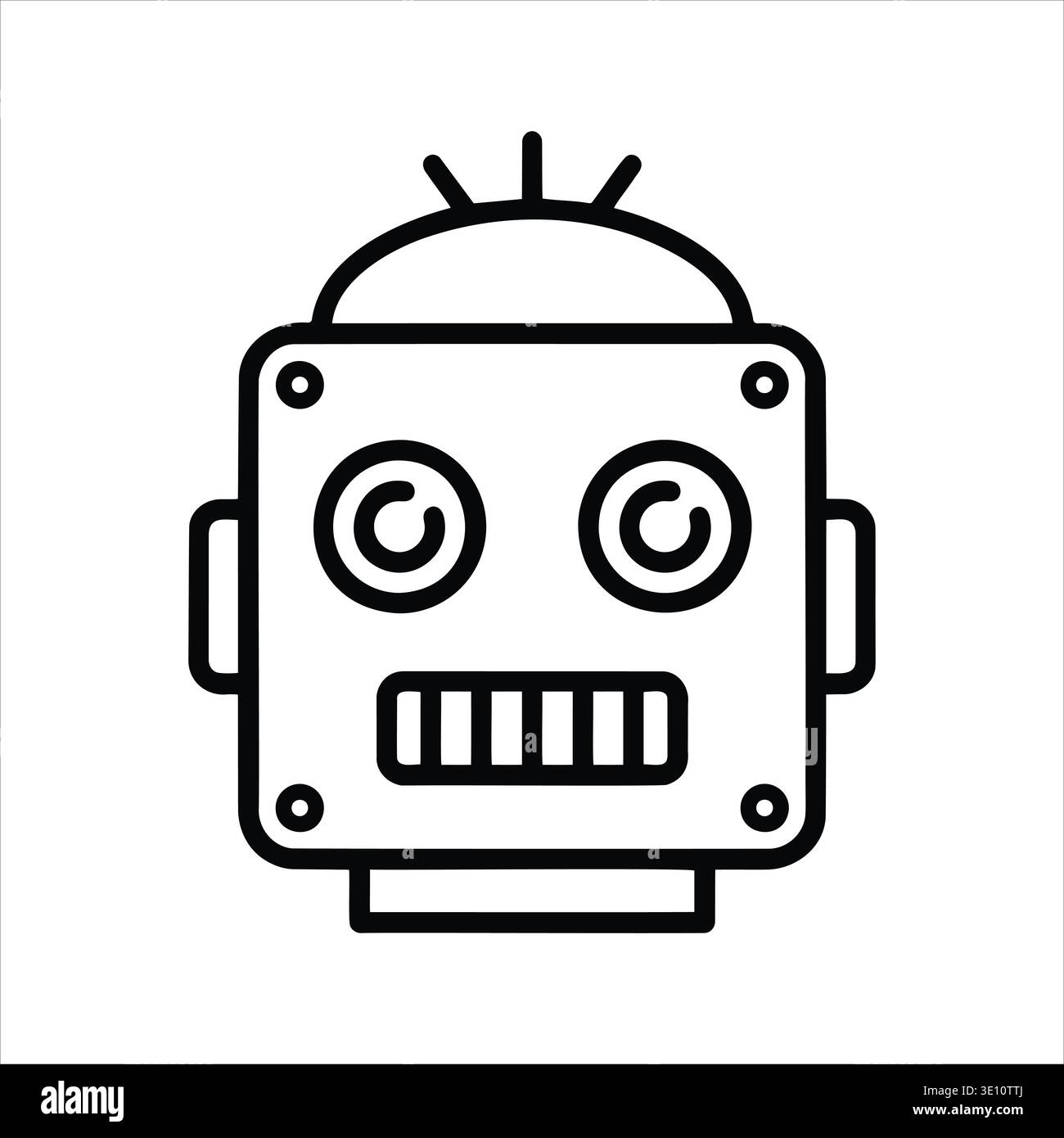 Black Outline Robot Head Vector Icon, AI, Chatbot & Technology Symbol ...