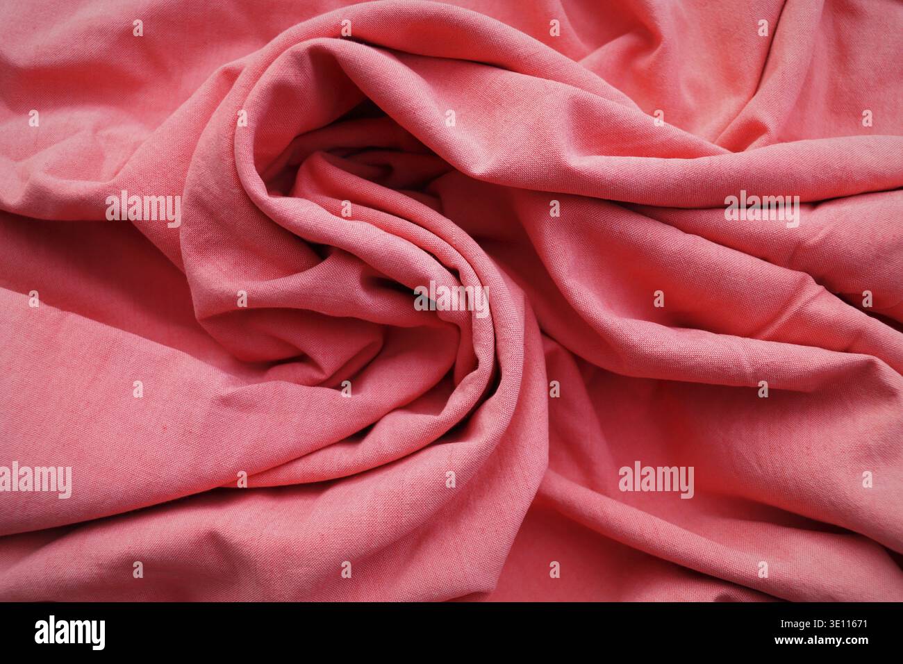 Rose gold fabric cloth texture for background and design art work, beautiful crumpled pattern of pink cotton Stock Photo