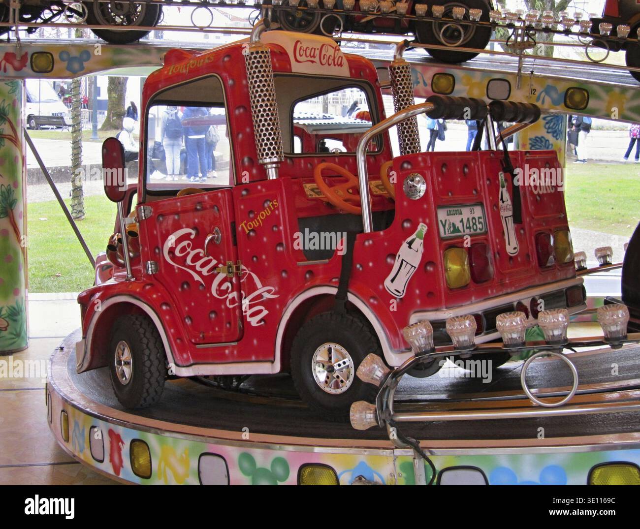 Red Funfair Ride Red Coca-Cola truck ride spinning on a carousel in a funfair Stock ...