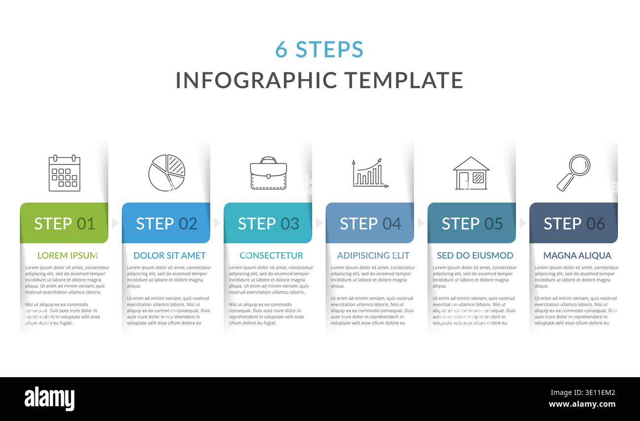 Infographic template with 6 steps, workflow, process chart, vector ...