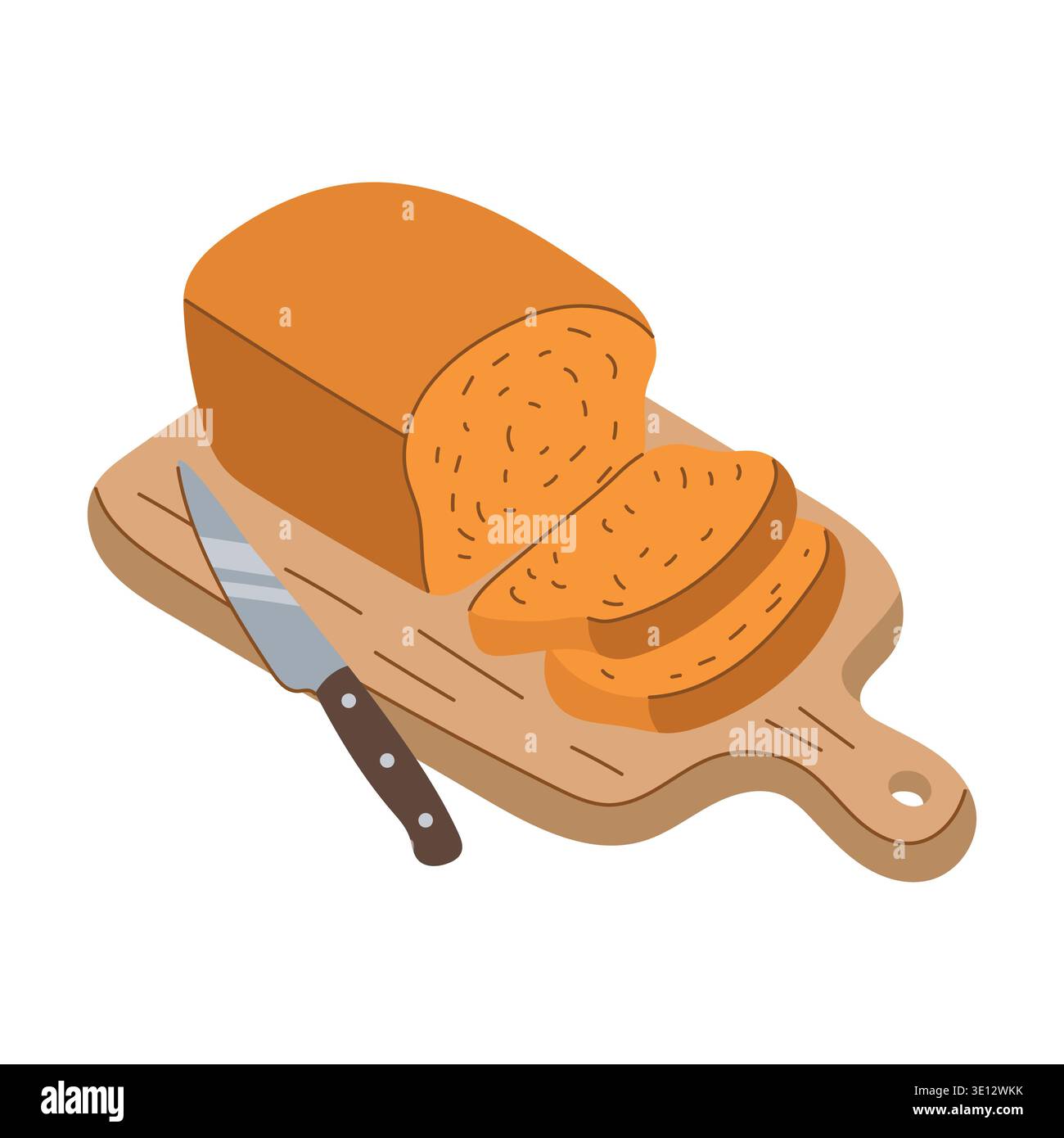 Sliced loaf of bread on a cutting board vector Stock Vector