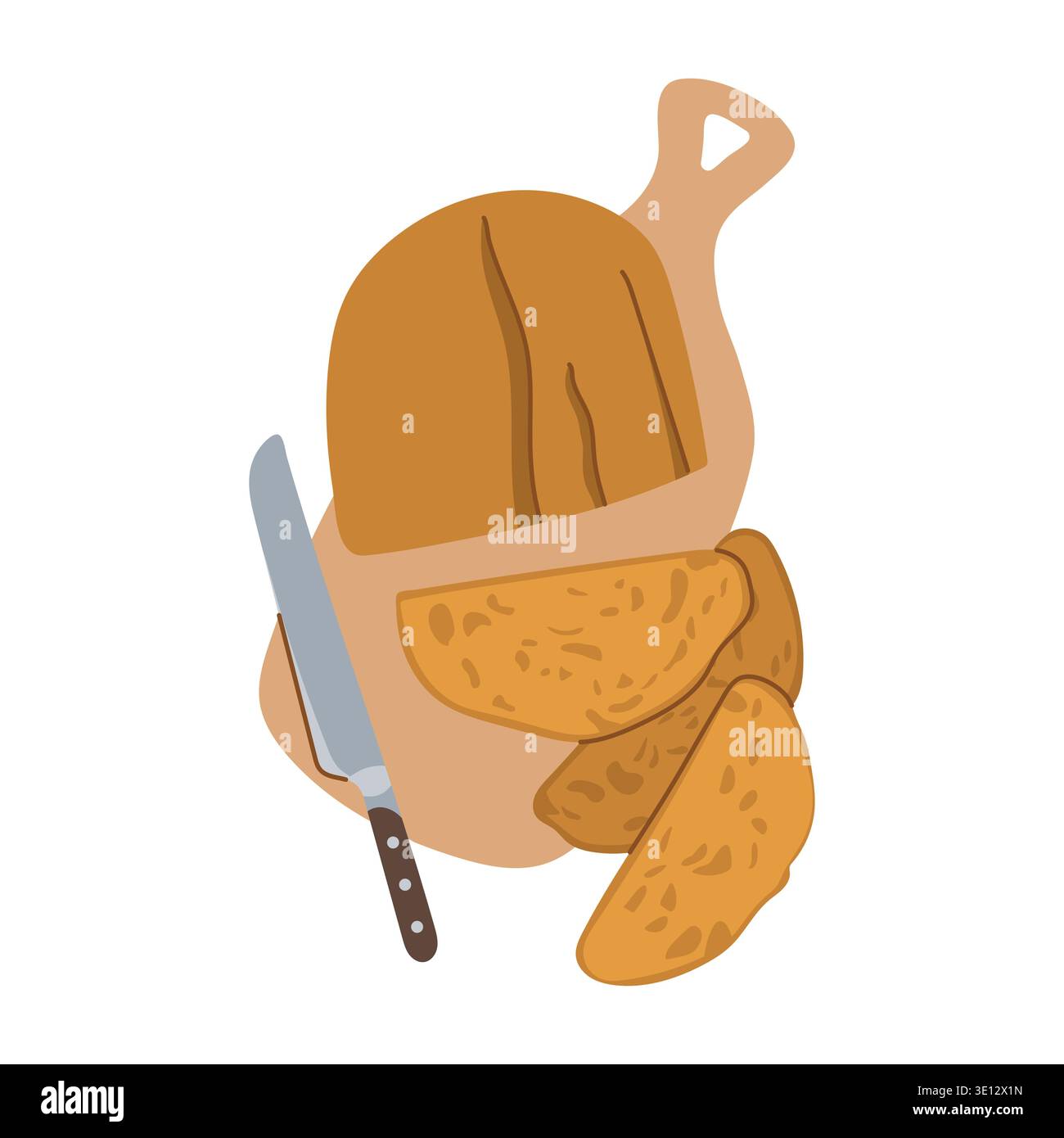 Sliced dark bread on a wooden cutting board vector Stock Vector
