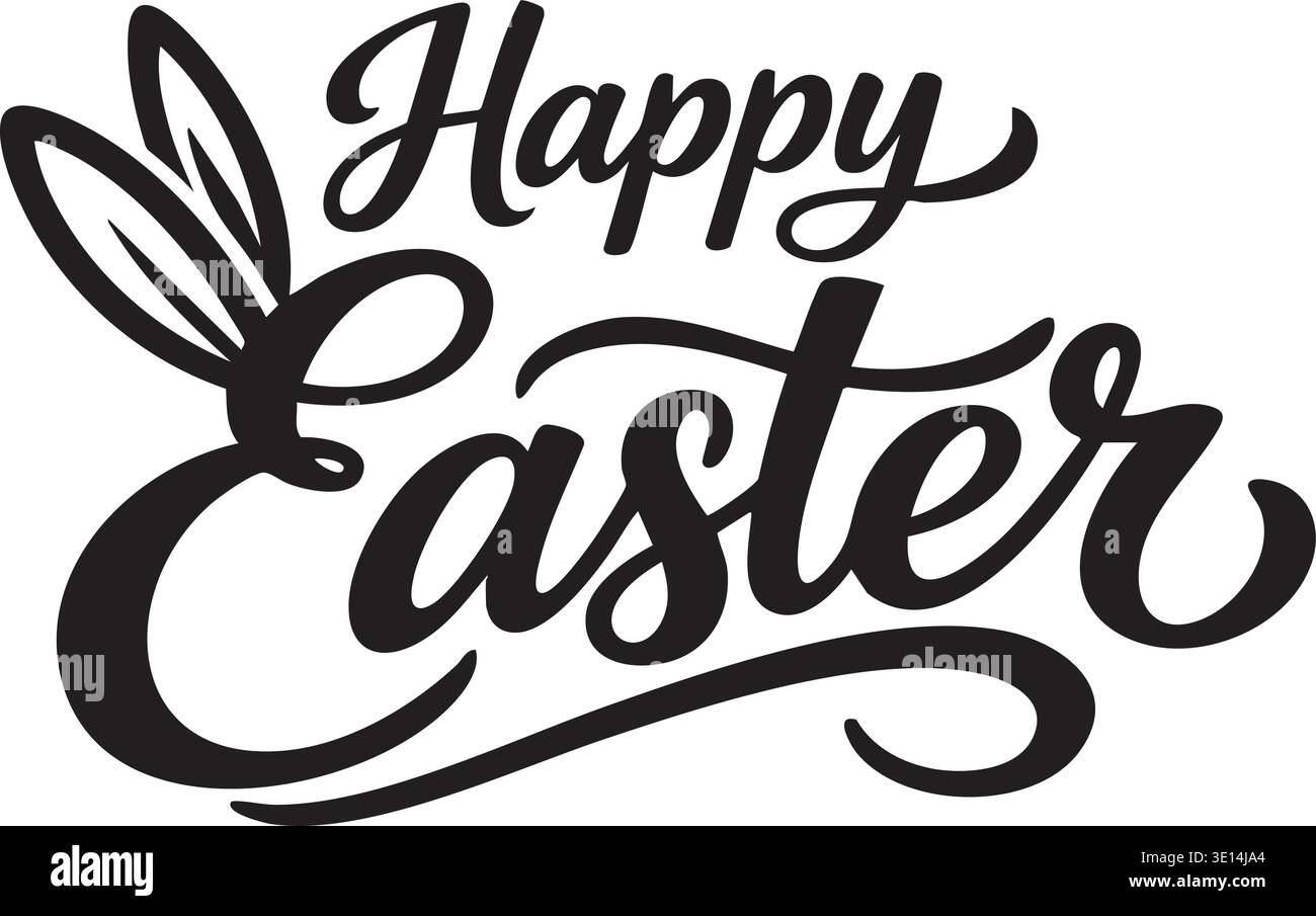 Happy Easter bold calligraphy spring holiday greeting typography Stock Vector