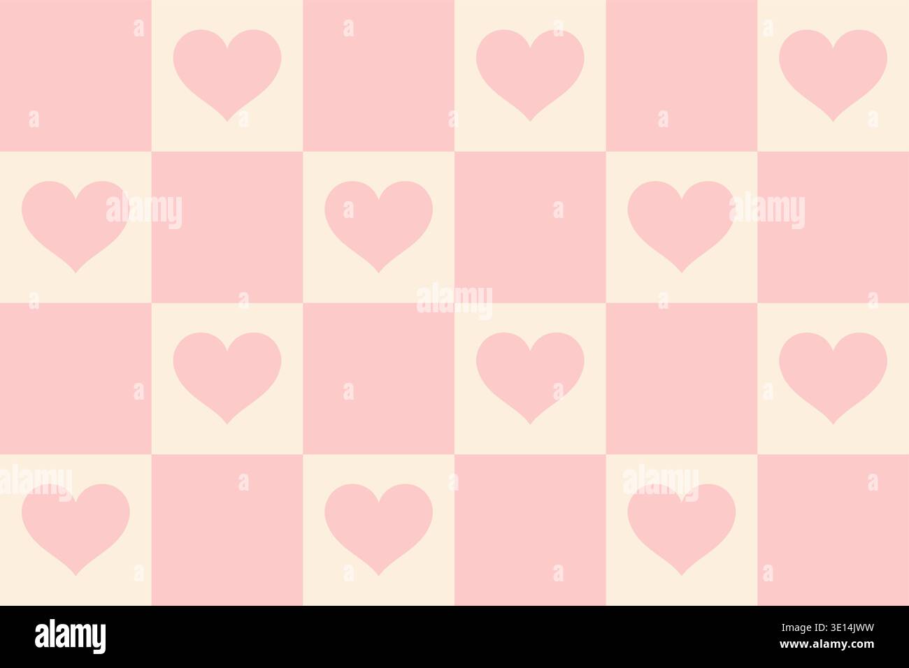 Seamless pink heart checker pattern romantic Valentine background Stock Vector