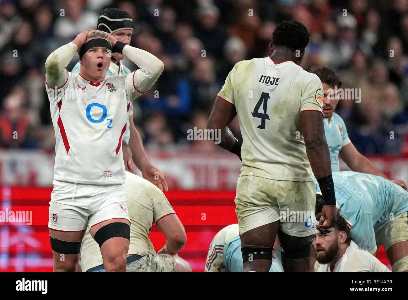 Polock Rugby England's Henry Pollock reacts during the Six Nations rugby union match ...