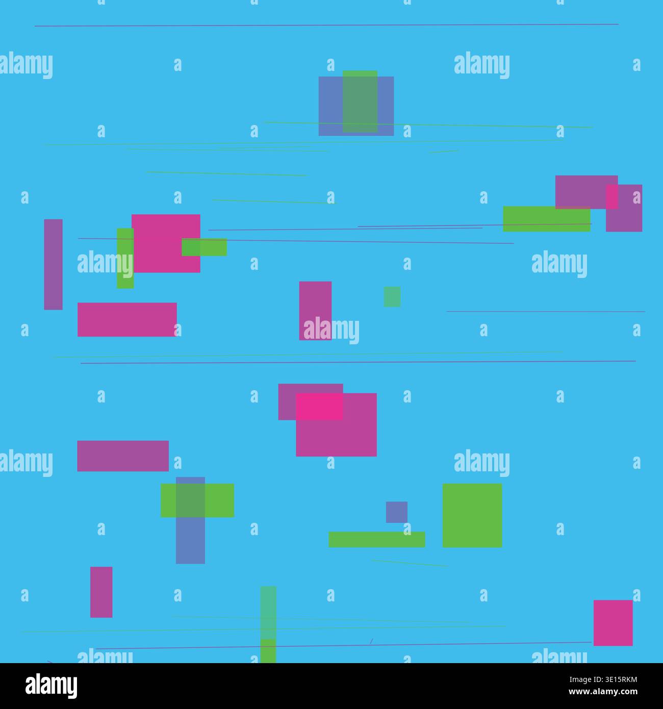 Blue Cyan Digital Glitch Blocks Background Stock Vector