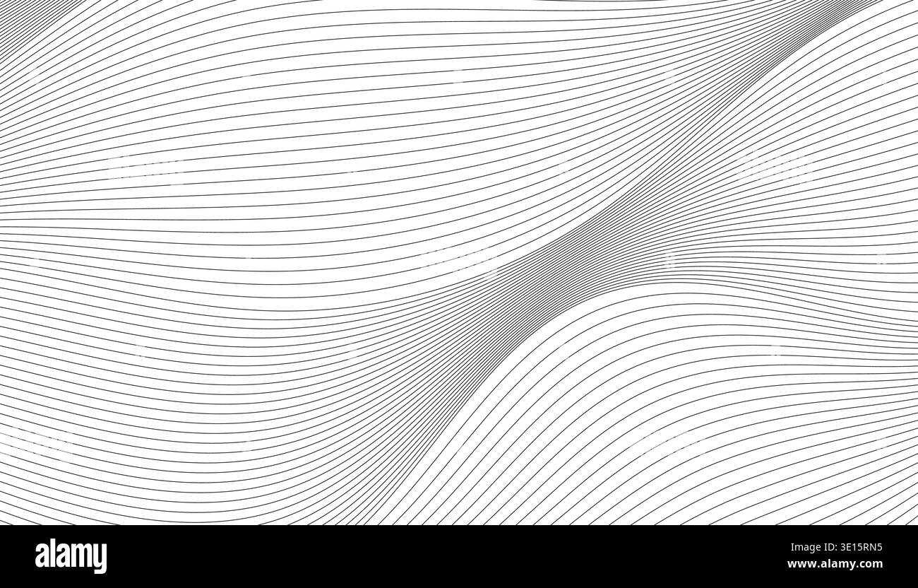 Minimalist vector background featuring fluid, distorted parallel lines creating a sense of depth Stock Vector