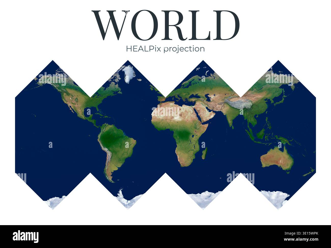 Physical Projection World Map. HEALPix projection. High Detail Physical Map of The World ...