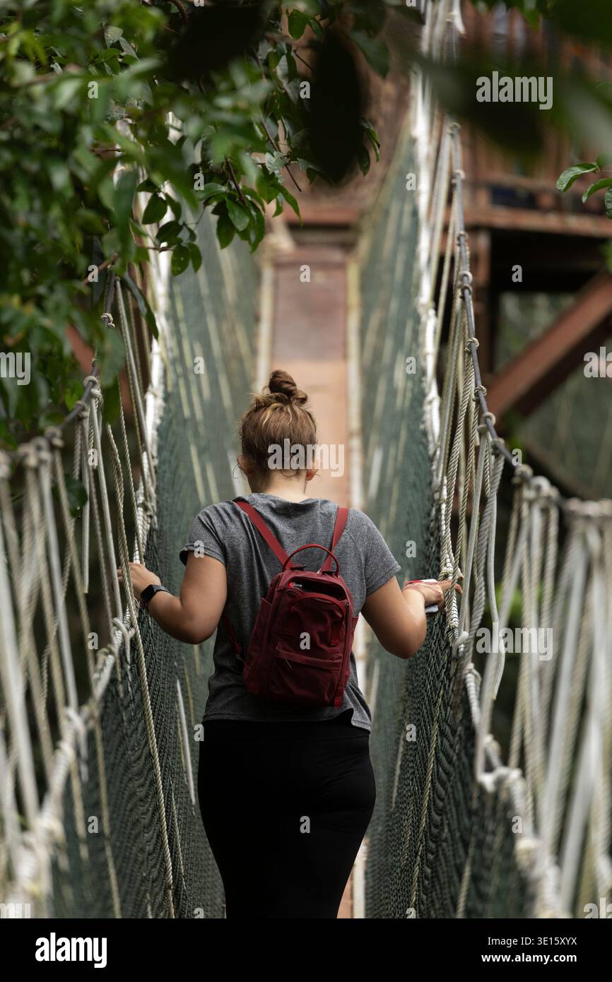 Person walks across narrow bridge hi-res stock photography and images ...