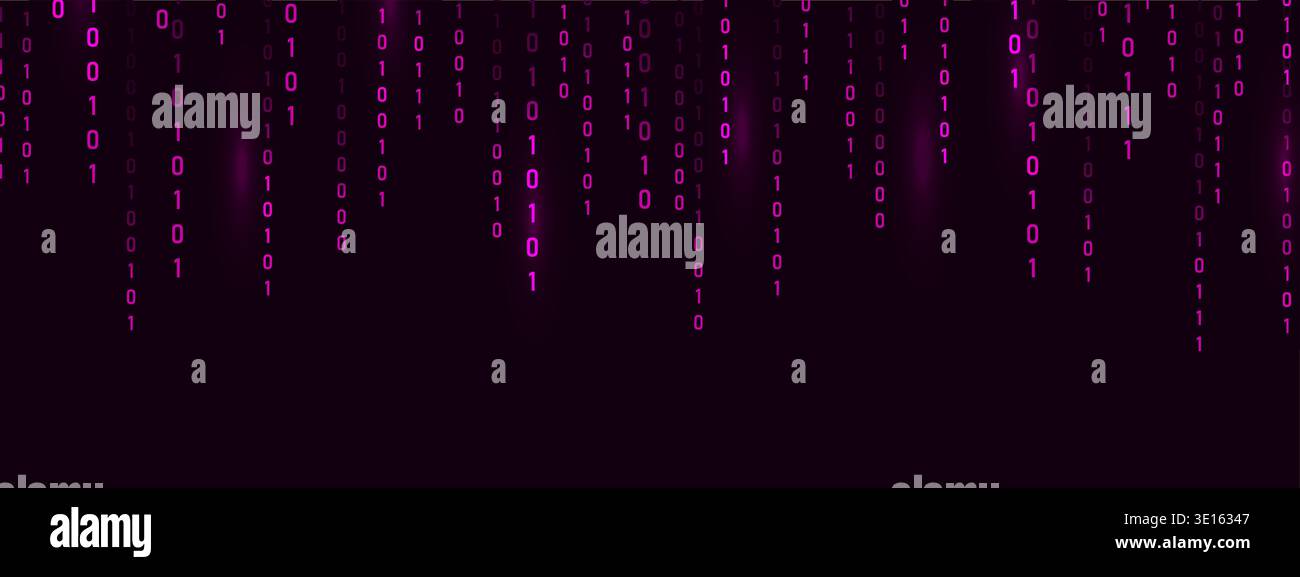 Abstract programming symbols on futuristic blue backdrop. Technology and cyber security. Binary code Rain matrix with modern visual art. Vector Stock Vector
