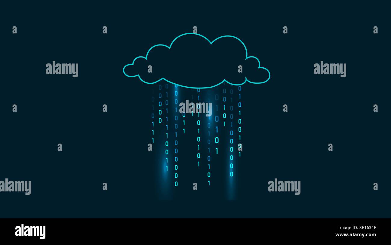 Binary Rain background. Abstract hacker code and data streams for crypto currency techno banner with numbers. Vector illustration Stock Vector