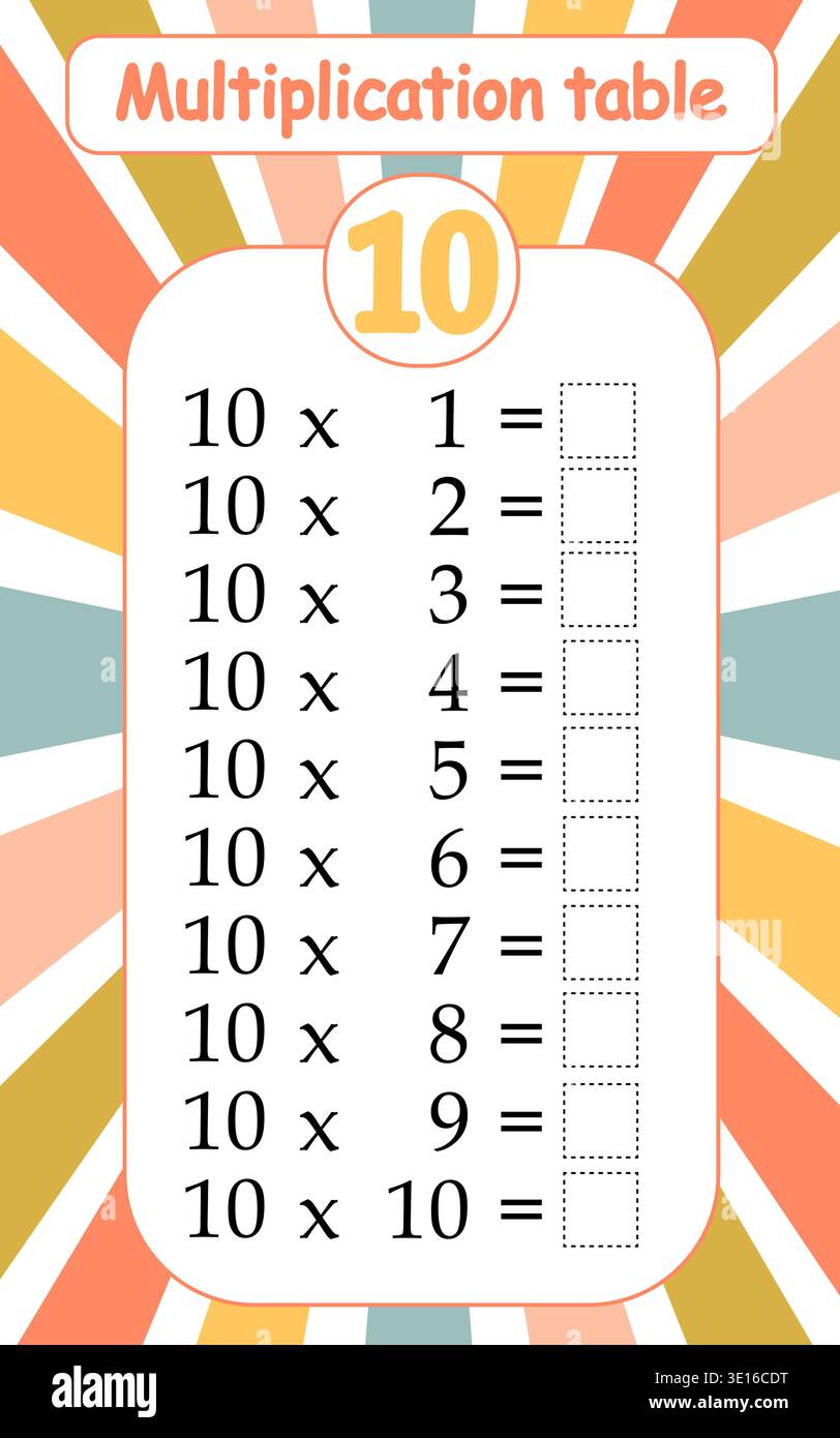 Multiplication tables for kids. Time table for kids. Colorful ...