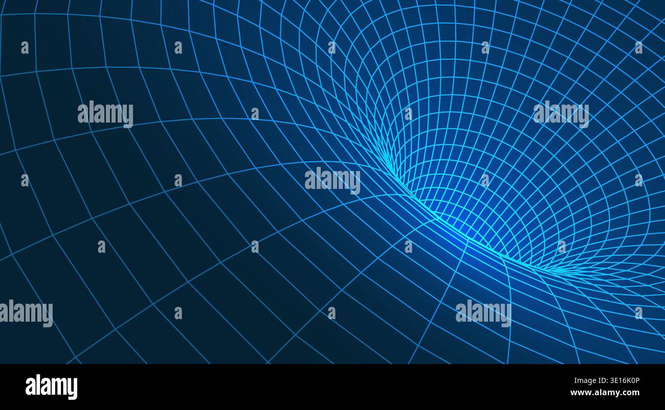 Abstract 3D wireframe mesh tunnel Stock Vector