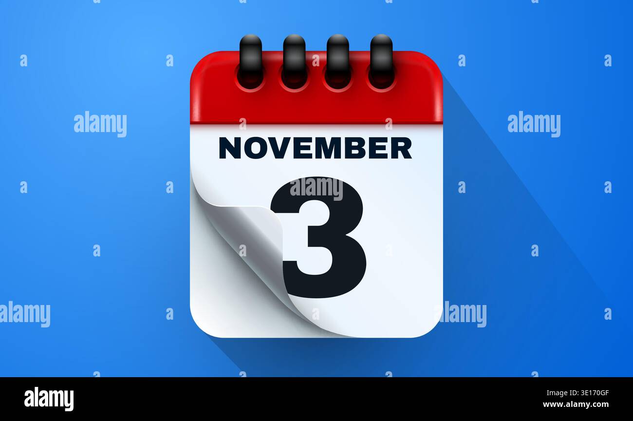 Calendar icon showing November 3. Perfect for event planning and date ...
