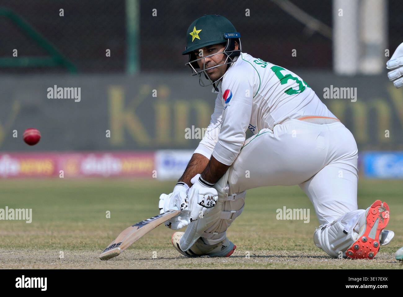 FILE - Pakistan's Sarfaraz Ahmed plays a shot during the first day of ...
