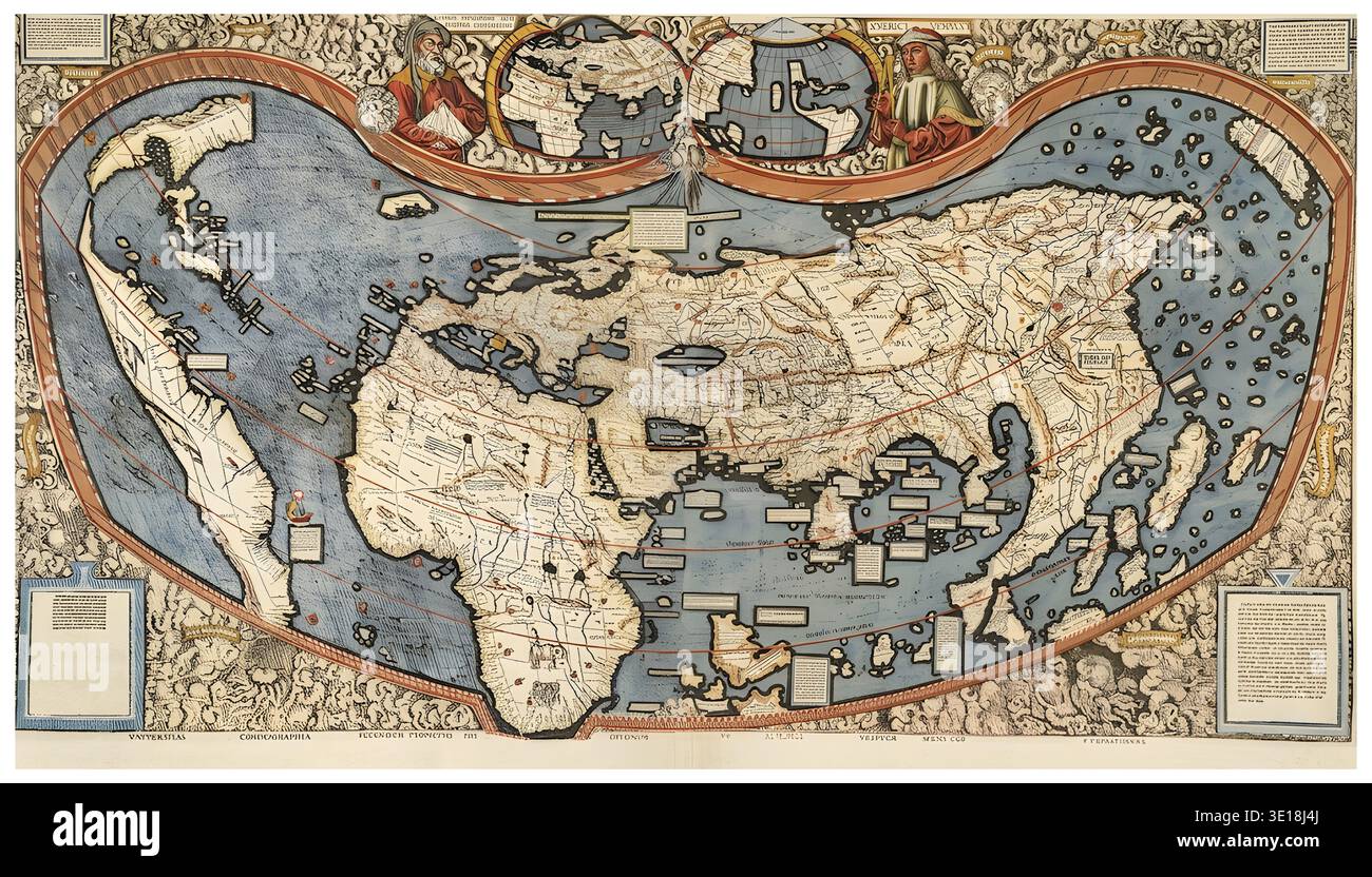 The world map by cartographer Martin Waldseemueller from 1507 ...