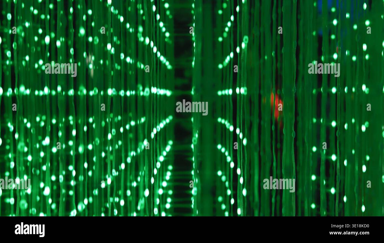 Abstract glowing fiber optic wires forming a network connection structure Stock Photo