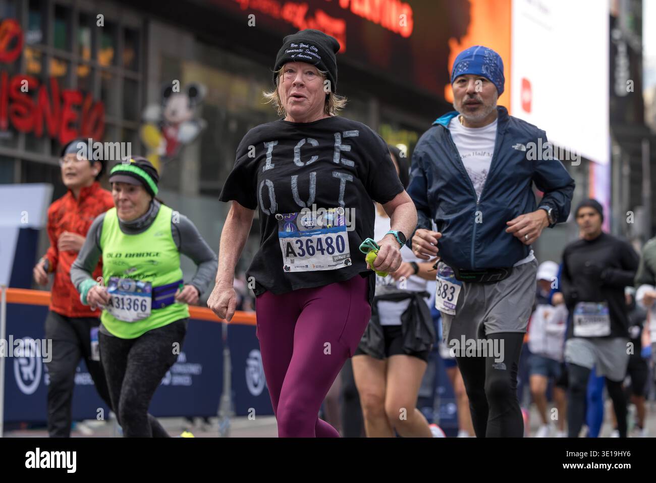 Runners are seen in Times Square during the United Airlines NYC Half ...
