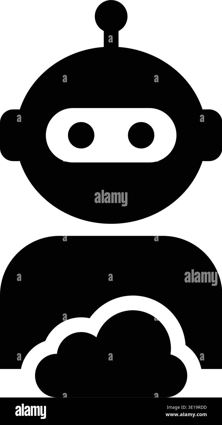 AI Robot Cloud Computing Icon for storage server network internet glyph vector illustration pictogram Stock Vector