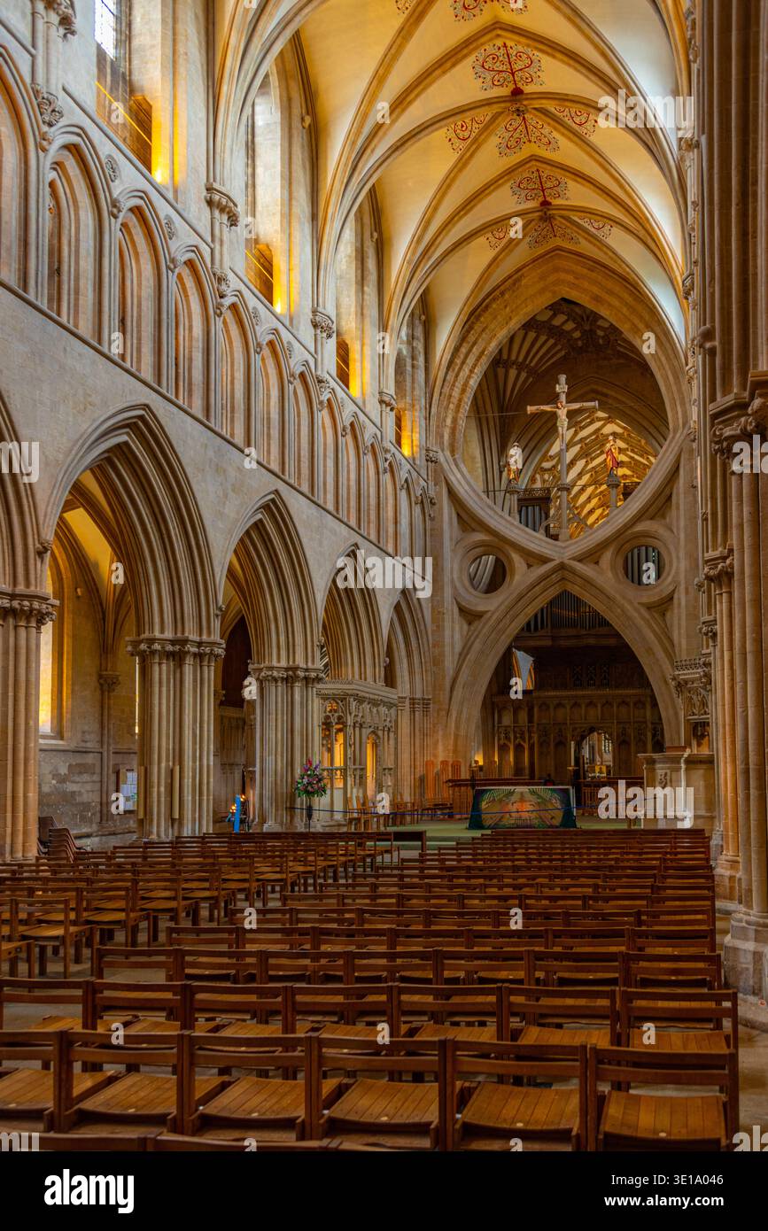 Wells, England, July 20, 2025: Interior of Wells cathedral in England.IMAGE Stock Photo