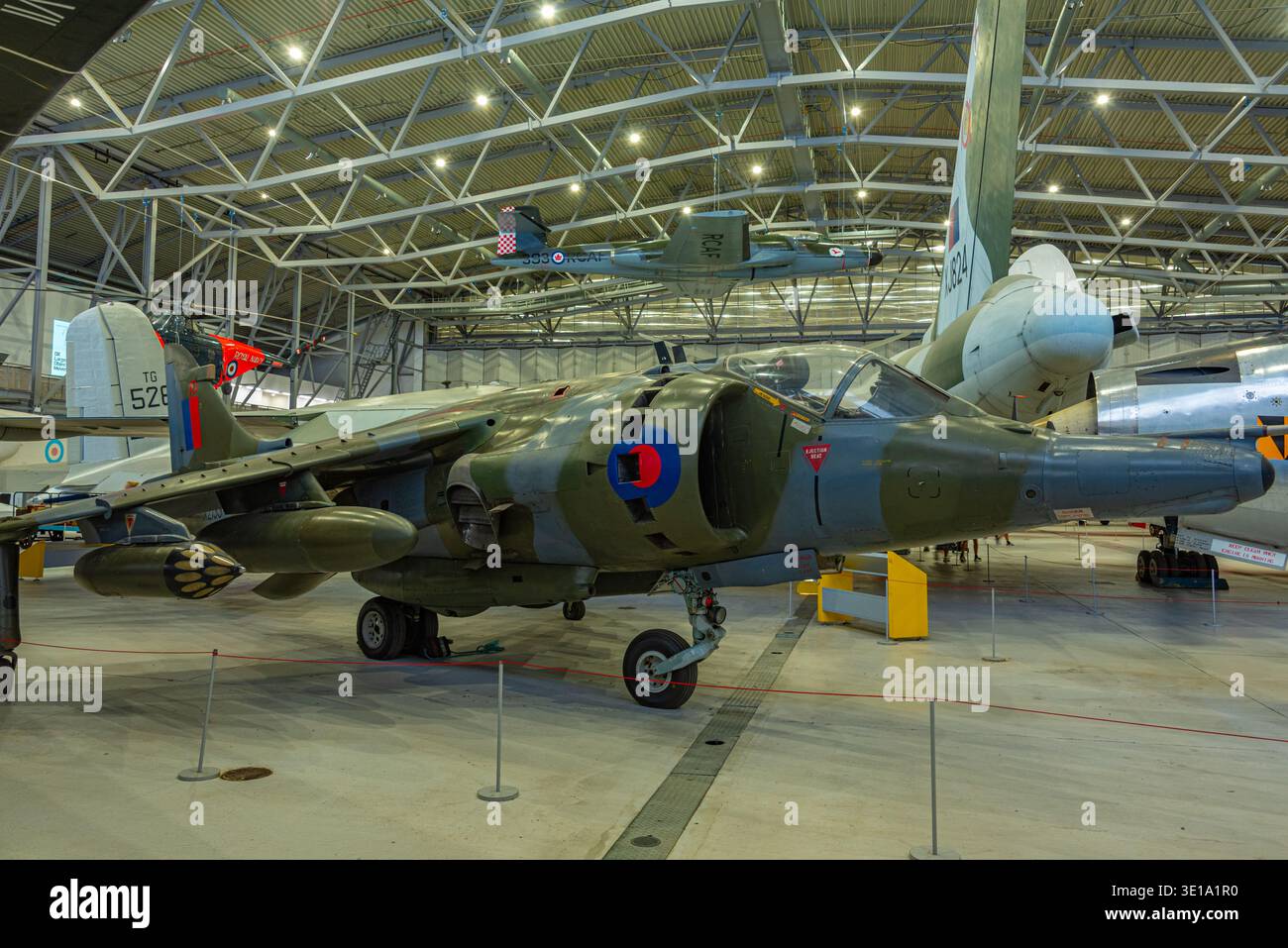 Duxford, England, July 26, 2025: Harrier exhibited at the Duxford imperial war museum in England.IMAGE Stock Photo