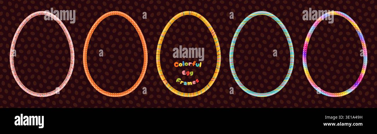Cute vector Easter egg shaped frames, colorful borders for package design, marketing and spring backgrounds Stock Vector