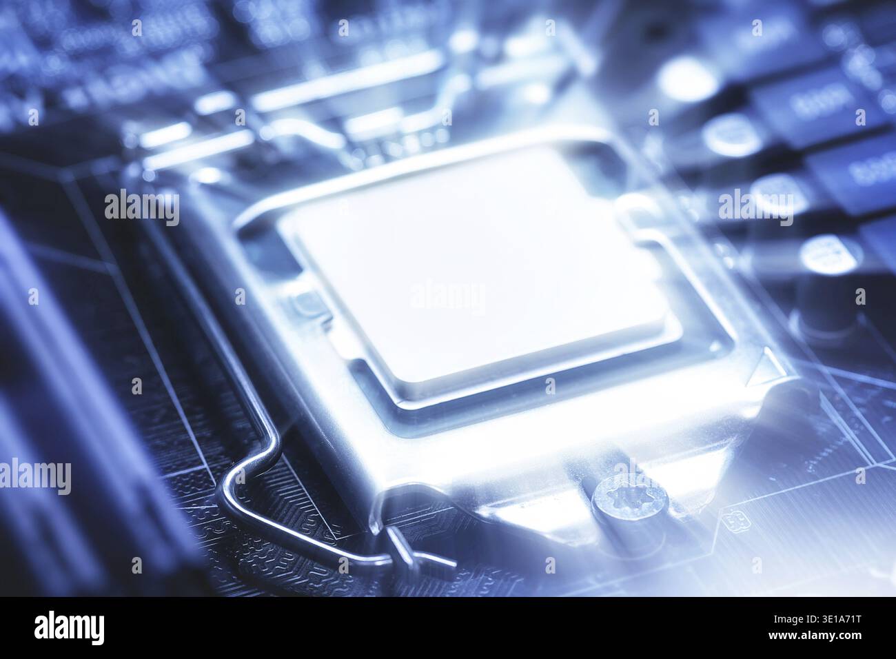 Closeup of shining computer processor CPU with blank space for design Stock Photo