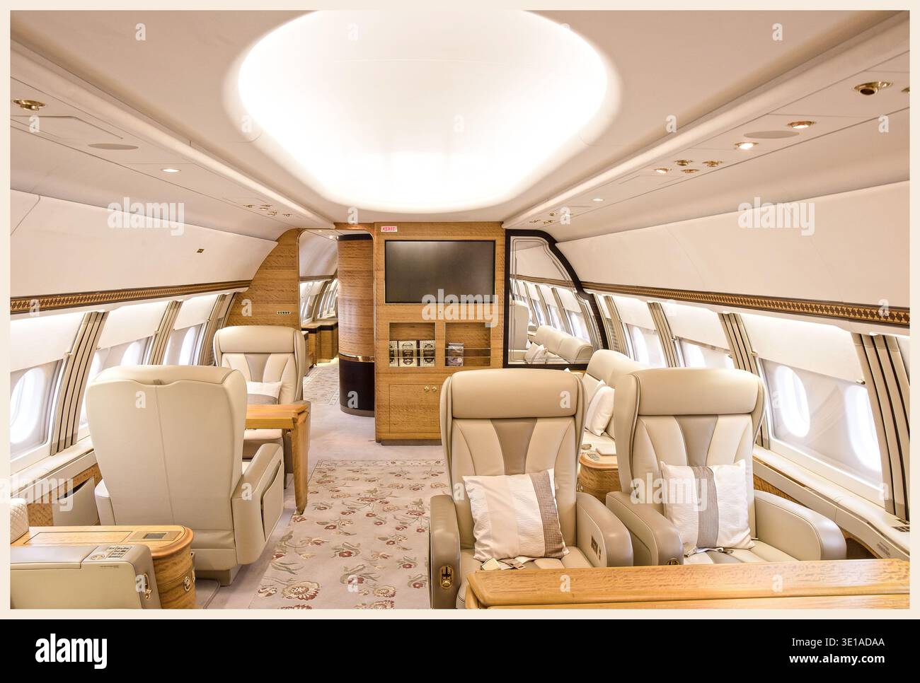 Luxury Private Jet Interior Stock Photo