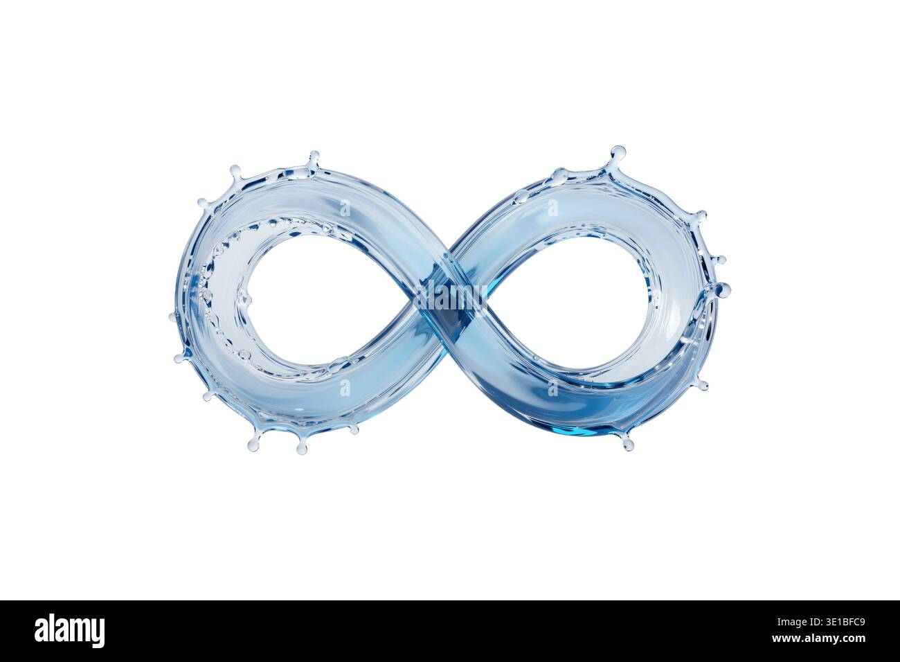 3d rendering of a dynamic water splash shaped like an infinity loop ...