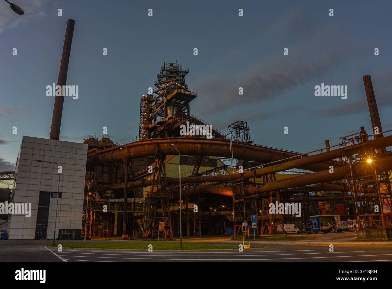 Sunset view of Dolni Vitkovice industrial area in Ostrava, Czech republic.IMAGE Stock Photo