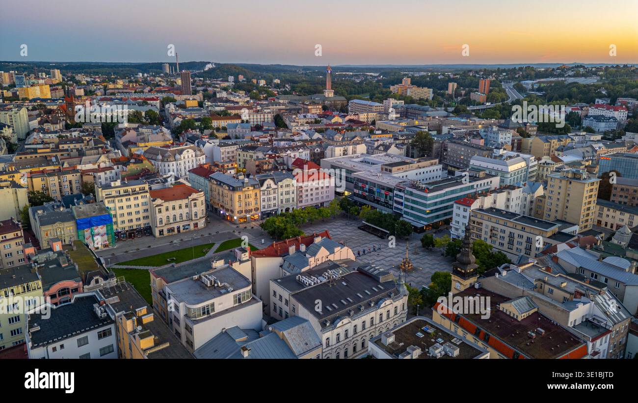 Panorama view of city center of Ostrava during sunrise, Czech republic.IMAGE Stock Photo