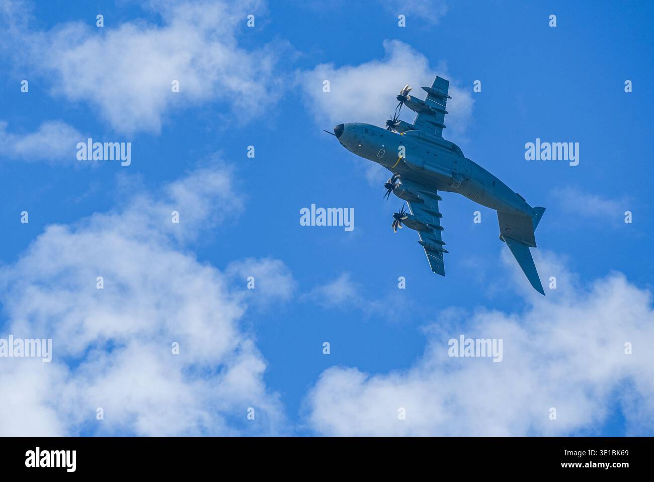 Airbus A400M Atlas in flight on blue sky in Czech republic.IMAGE Stock Photo