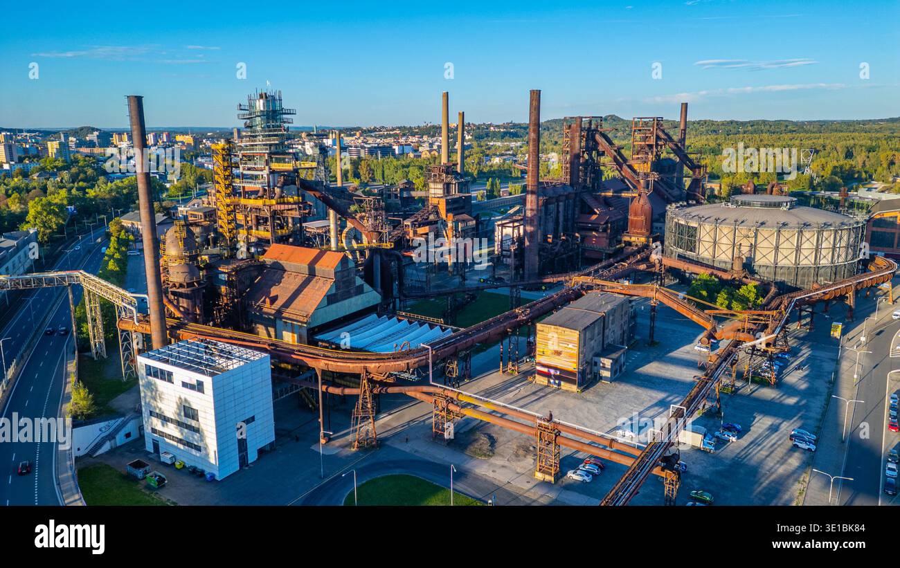 Sunset view of Dolni Vitkovice industrial area in Ostrava, Czech republic.IMAGE Stock Photo