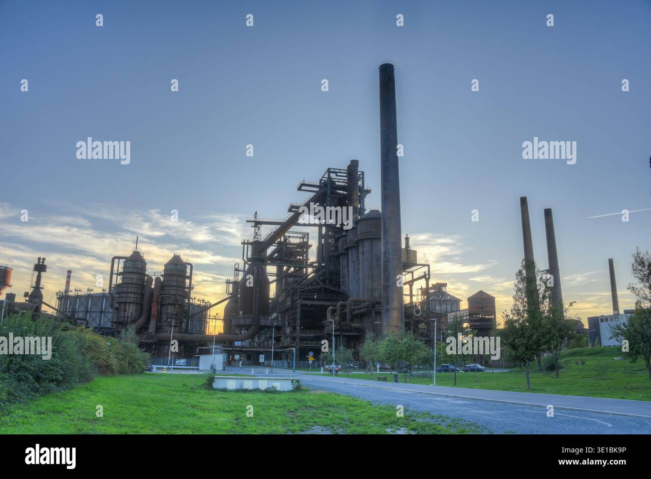 Sunset view of Dolni Vitkovice industrial area in Ostrava, Czech republic.IMAGE Stock Photo