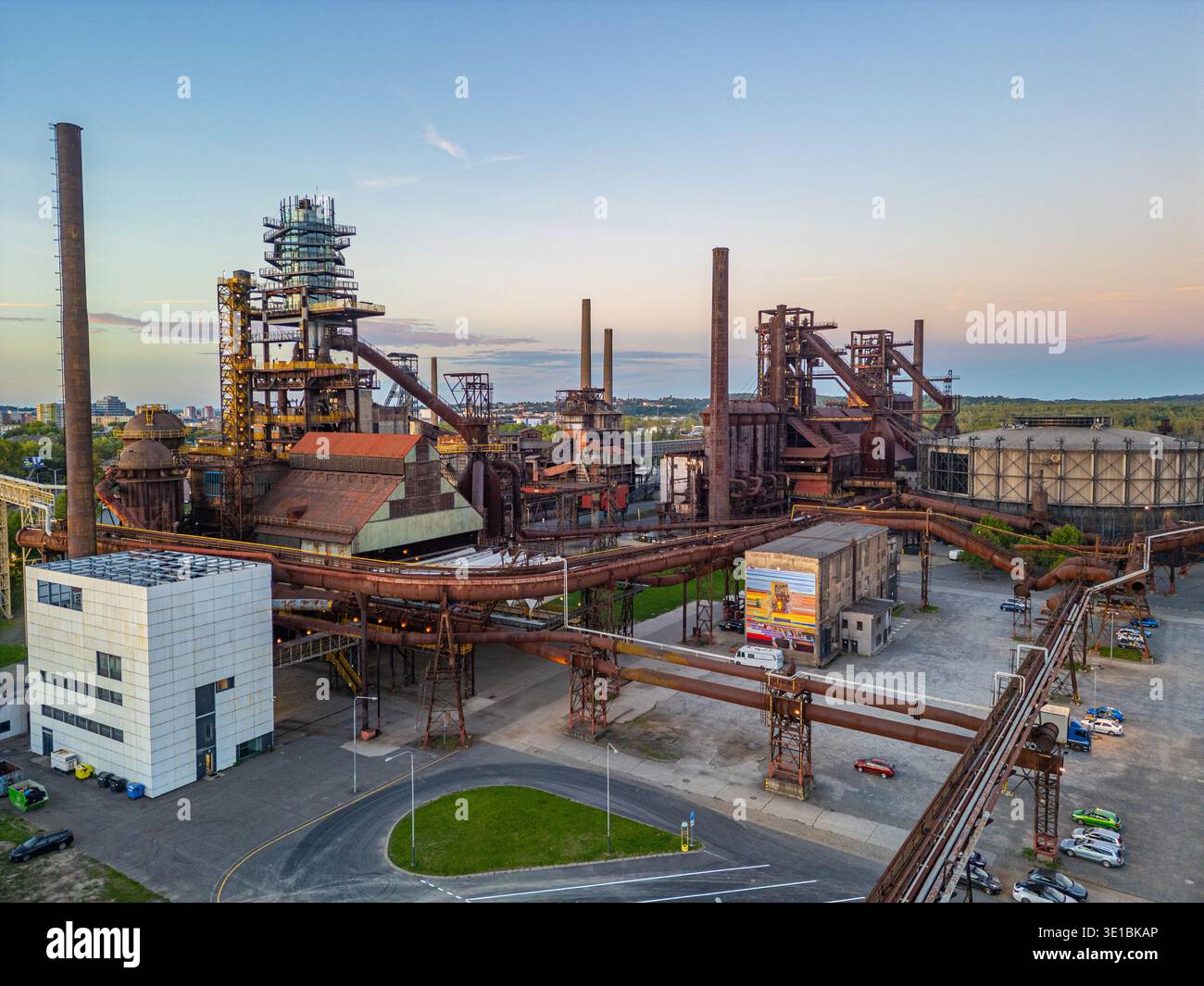 Sunset view of Dolni Vitkovice industrial area in Ostrava, Czech republic.IMAGE Stock Photo