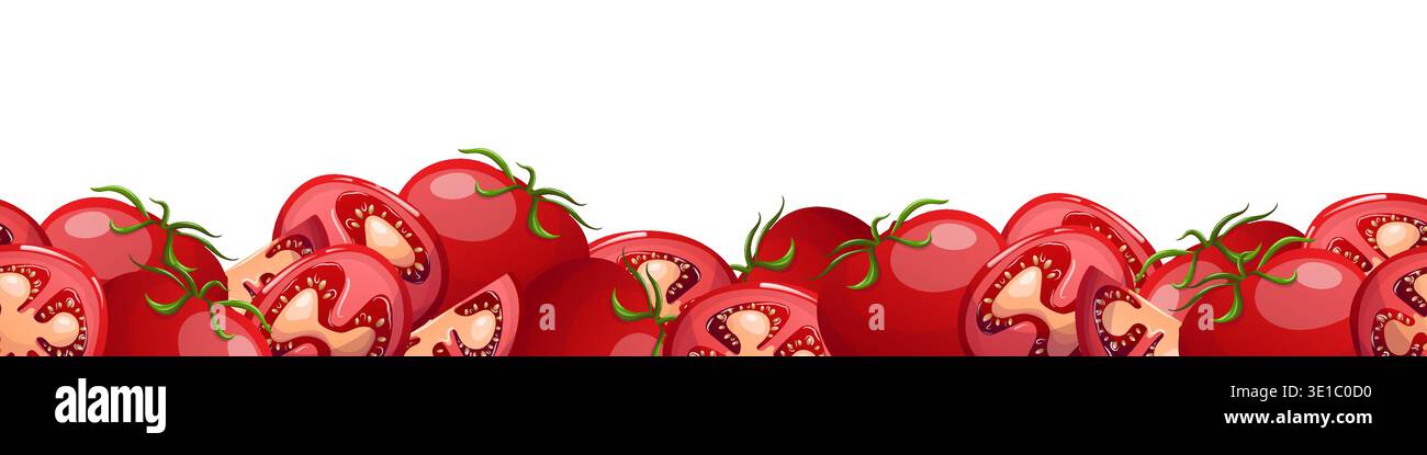 Vector seamless border with tomatoes Stock Vector Image & Art - Alamy