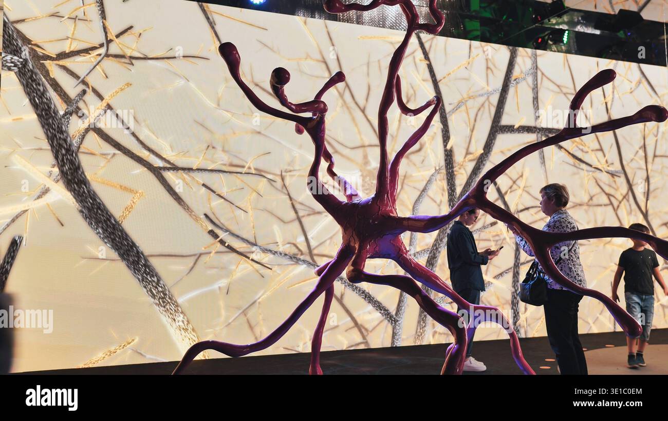 Neuron Installation Moscow, Russia - August 17, 2025: Neuron sculpture creating immersive ...