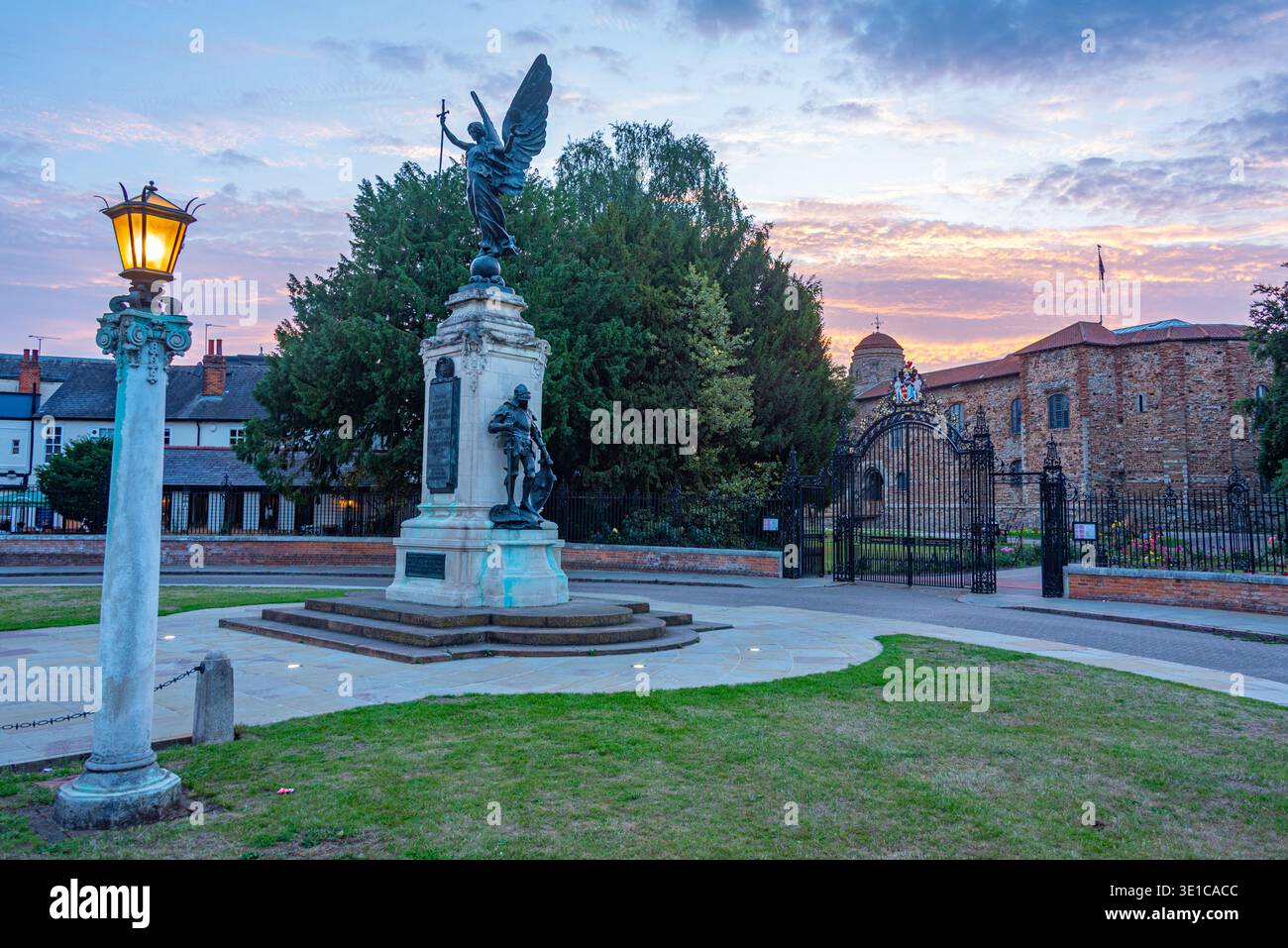 Sunset view of Colchester war memorial in England.IMAGE Stock Photo