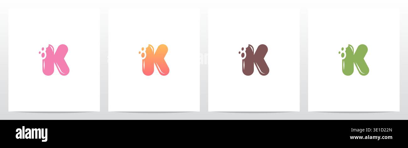 Bite Cookies Cake Letter Initial Logo Design K Stock Vector