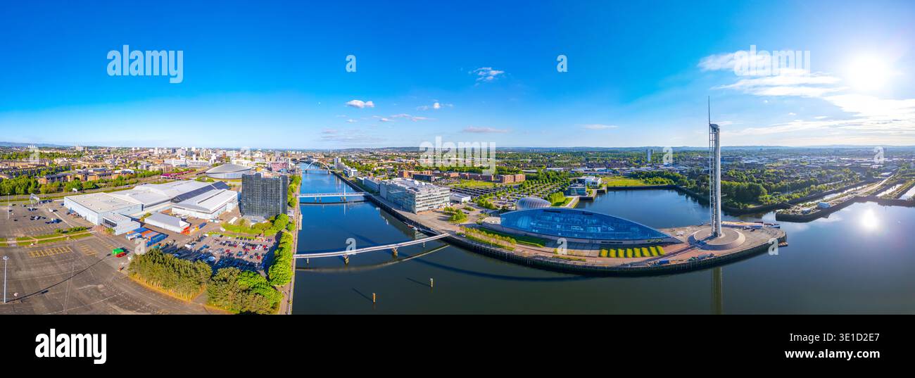 Panorama view of Glasgow science center in Glasgow, Scotland.IMAGE Stock Photo