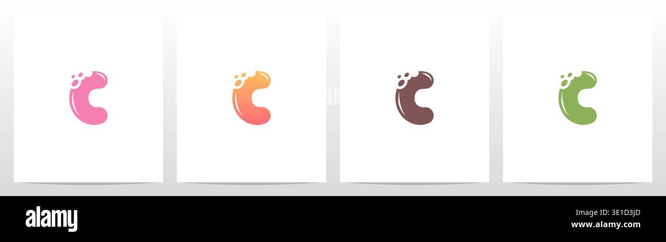 Bite Cookies Cake Letter Initial Logo Design C Stock Vector