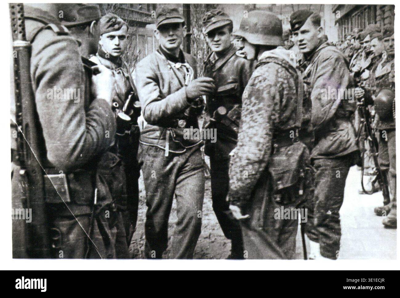 WW2 B&W Photo German Soldiers assemble in a town in Hungary in 1945 The ...