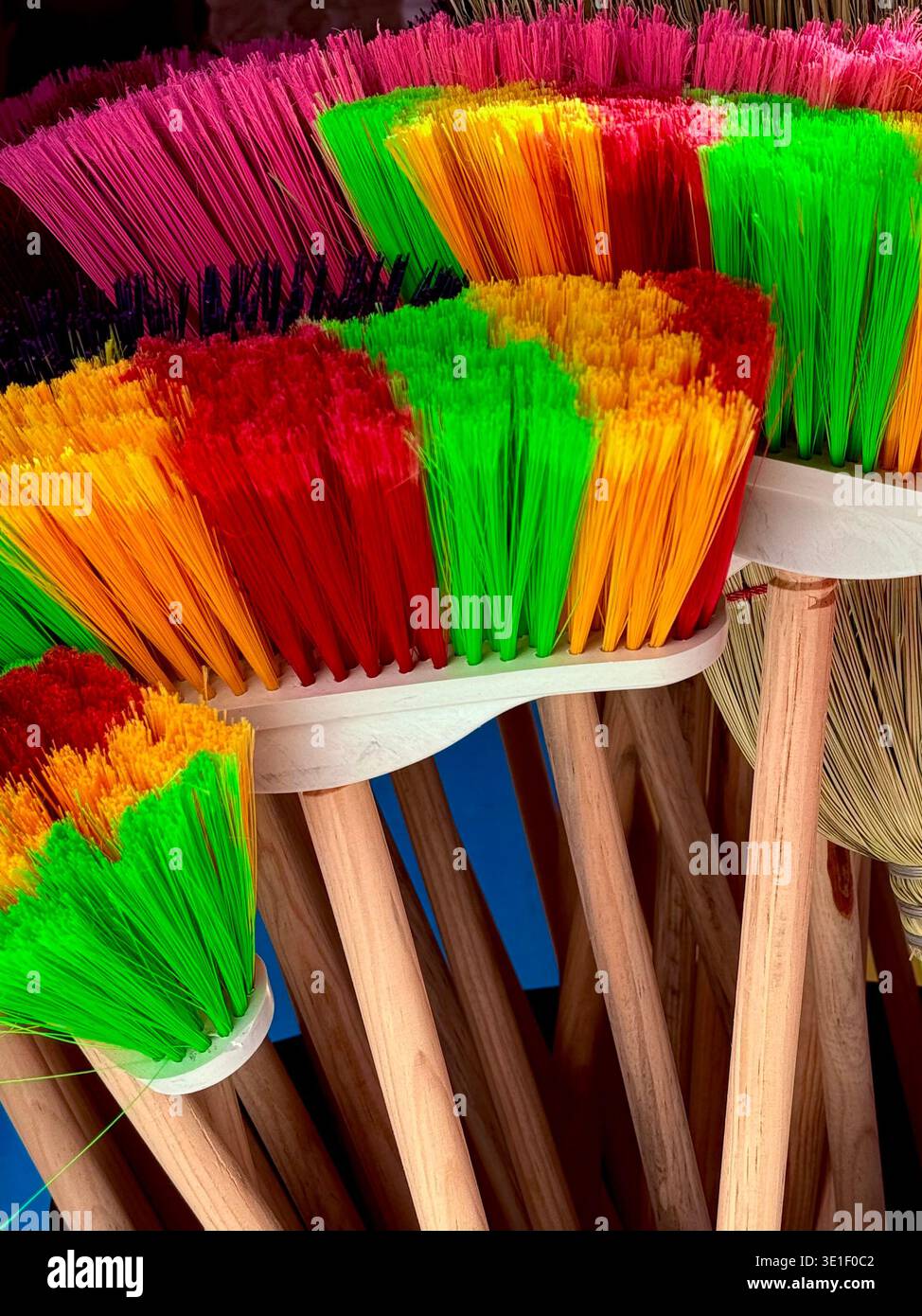 Multicoloured brooms - Smartphone Captured Stock Image