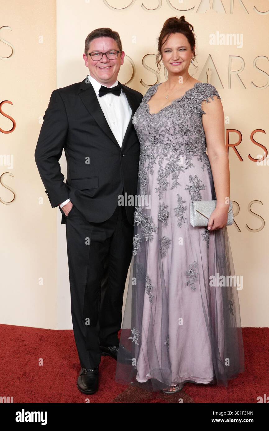 Rachel Rose, right arrives at the Oscars on Sunday, March 15, 2026, at ...